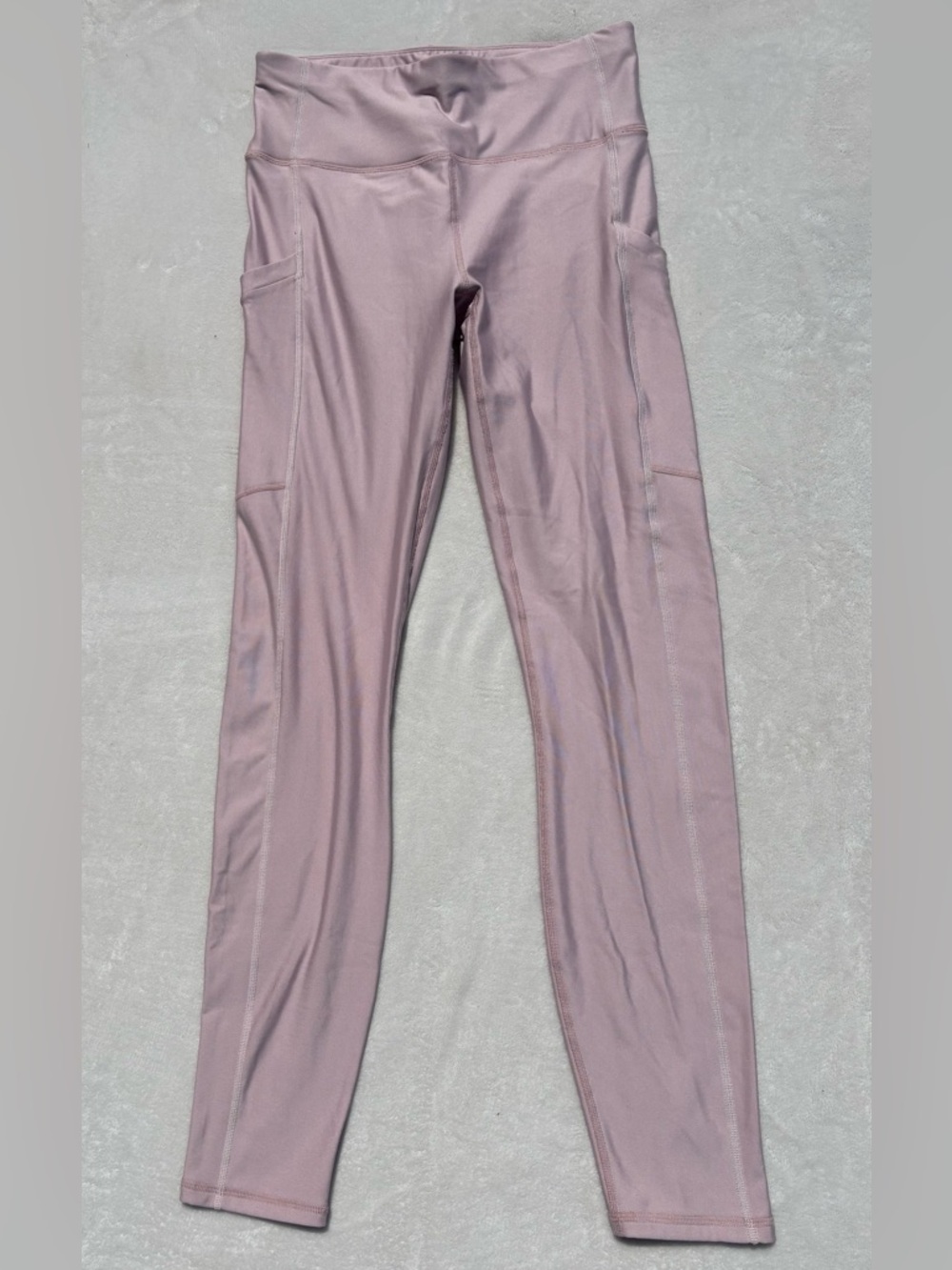 Mauve Pink High-Waist Leggings with Side Pockets